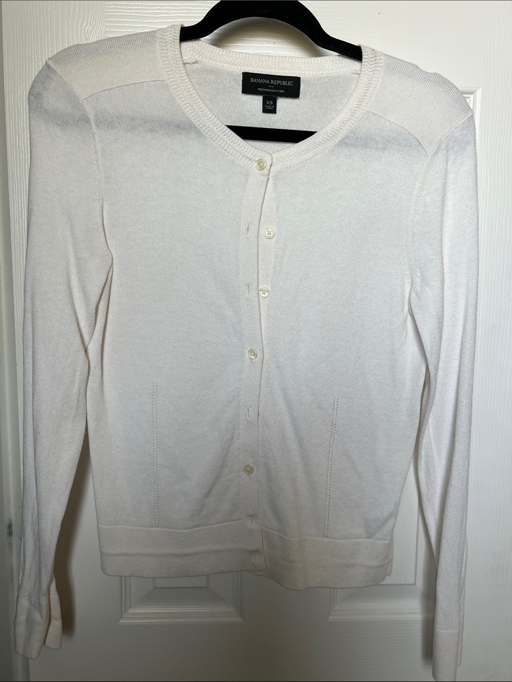 Banana Republic Ivory Crewneck Button Cardigan